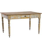 Table de campagne française Jaune Antique, vieillie, vers 1850