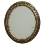 Miroir ovale ancien français floral noir doré, Circa 1880