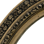 Miroir ovale ancien français floral noir doré, Circa 1880