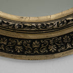 Miroir ovale ancien français floral noir doré, Circa 1880