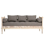 Lit de repos sofa en chêne blanc antique, style manoir français, vers 1900