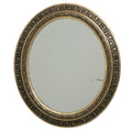 Miroir ovale ancien français floral noir doré, Circa 1880