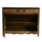 Vaisselier chêne style baroque, ornements laiton, circa 1820