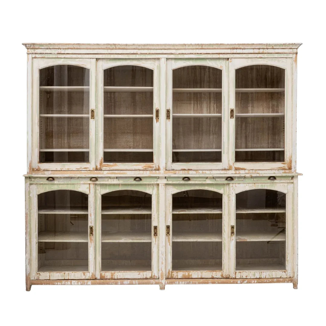 Vitrine Arched Patinée, Style Campagne Française, Circa 1900