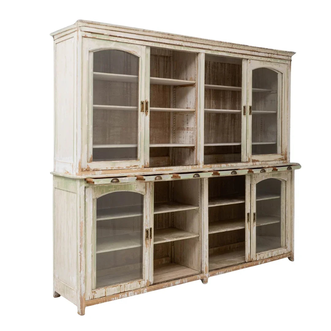 Vitrine Arched Patinée, Style Campagne Française, Circa 1900