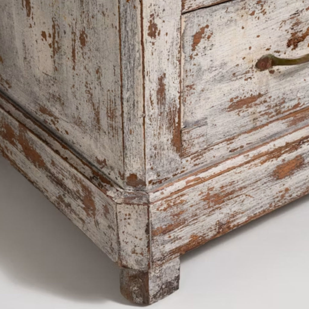 Commode Blanc Shabby Chic Vintage, Circa 1860