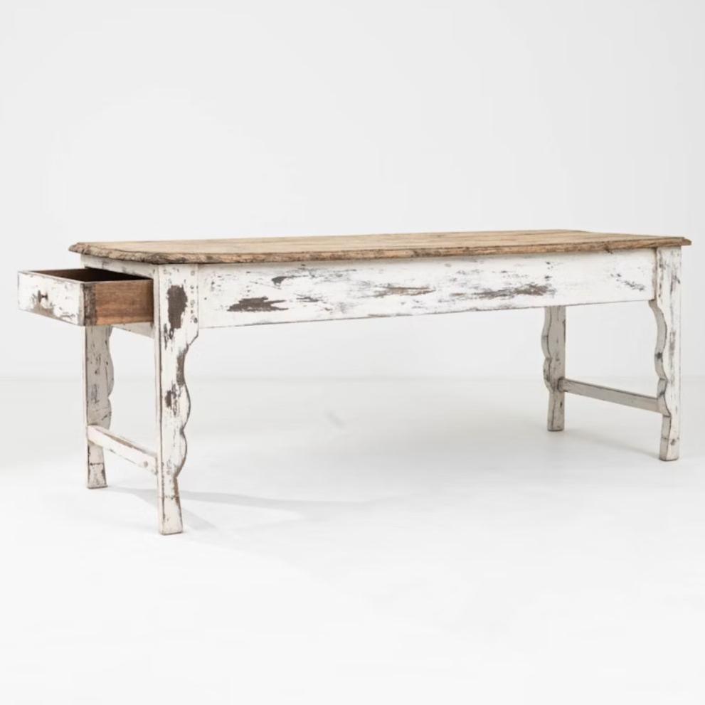Table de ferme antique française, vers 1870