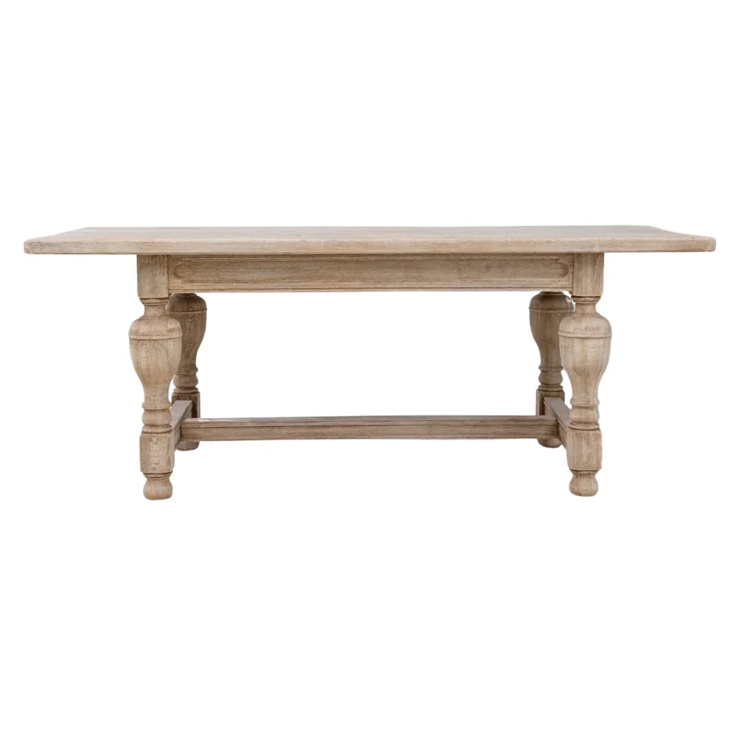 Table de salle à manger en chêne tourné, style campagnard, vers 1920