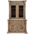 Cabinet belge sculpté du XIXe siècle avec verre, vers 1880