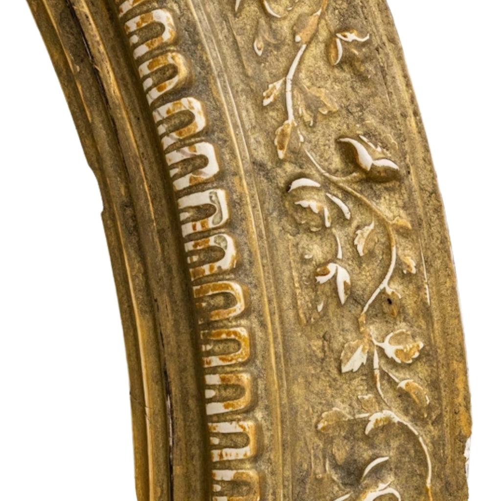 Miroir ovale français doré, sculpté d'un oiseau armorié, vers 1900