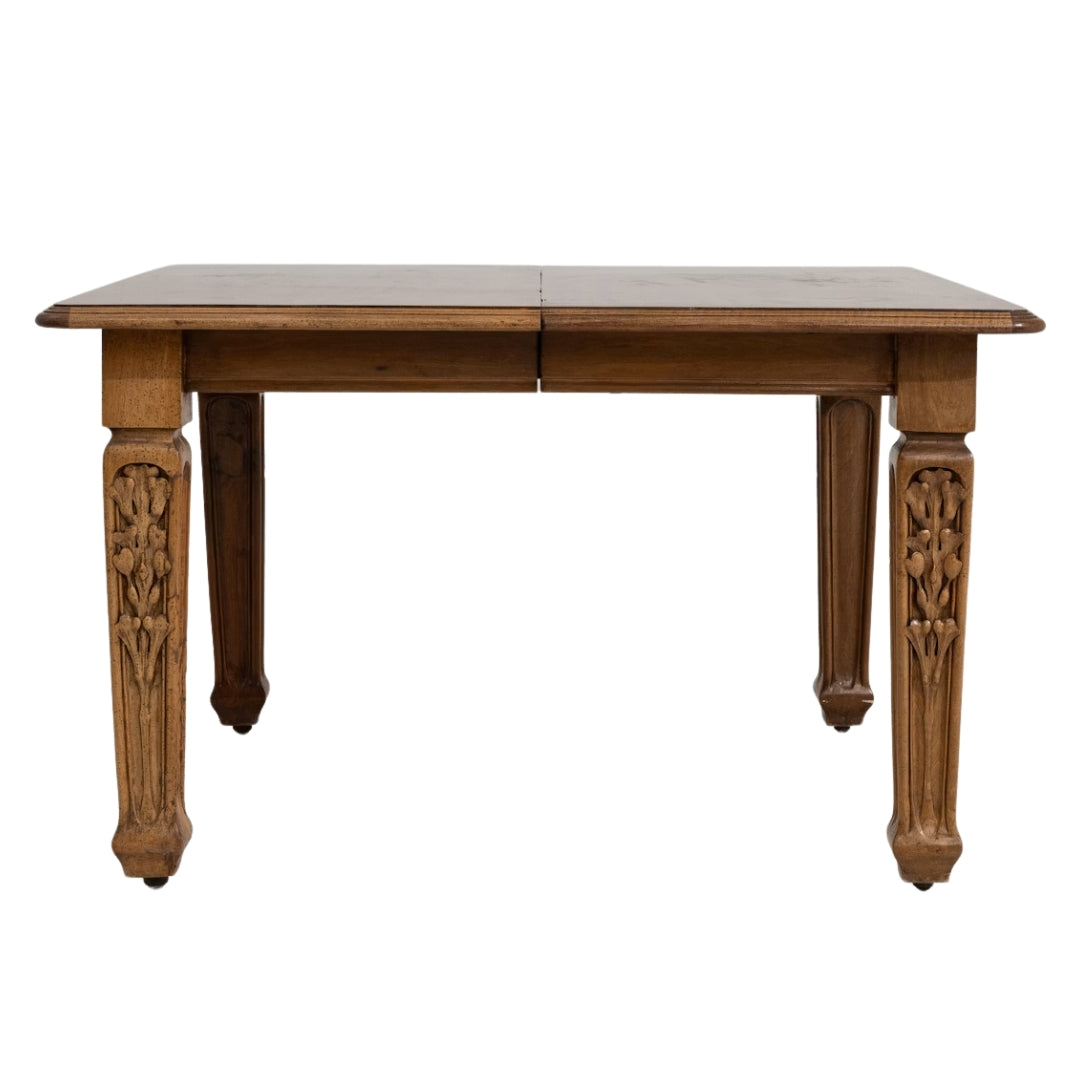 Table à manger à rallonges néo-gothique française en chêne, circa 1910