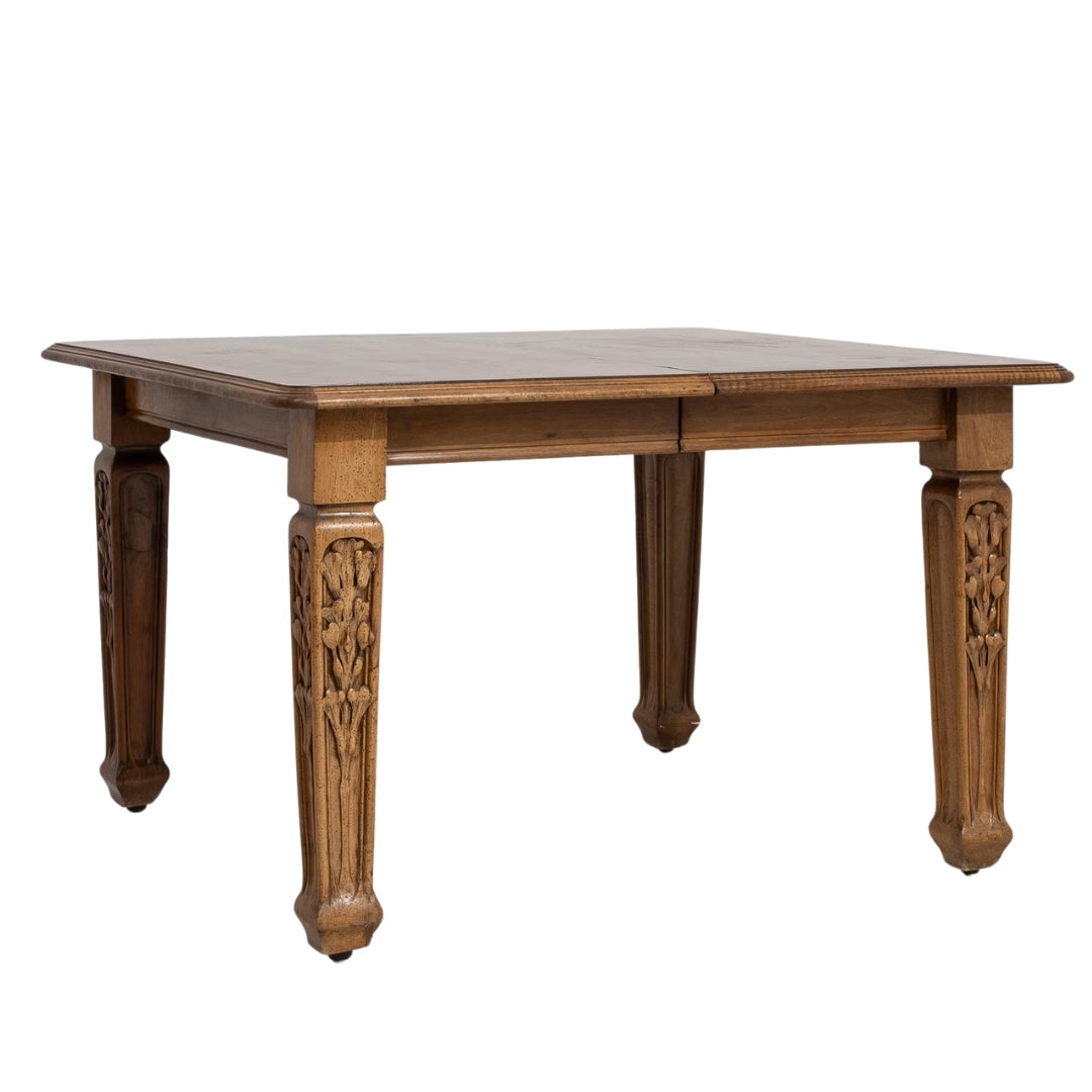 Table à manger à rallonges néo-gothique française en chêne, circa 1910