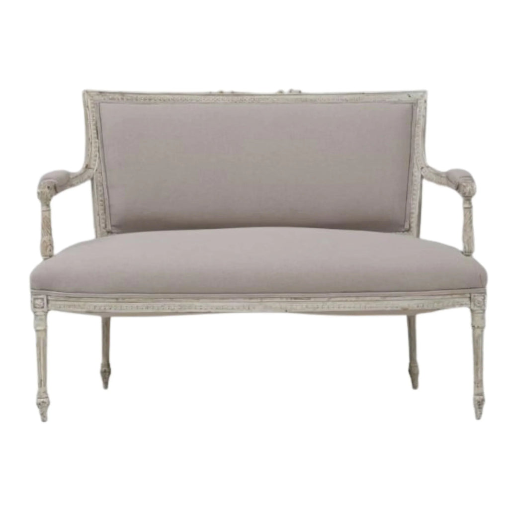 Causeuse taupe de style provincial français antique, vers 1900