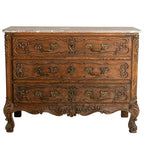 Commode ancienne française ornée en marbre, vers 1850