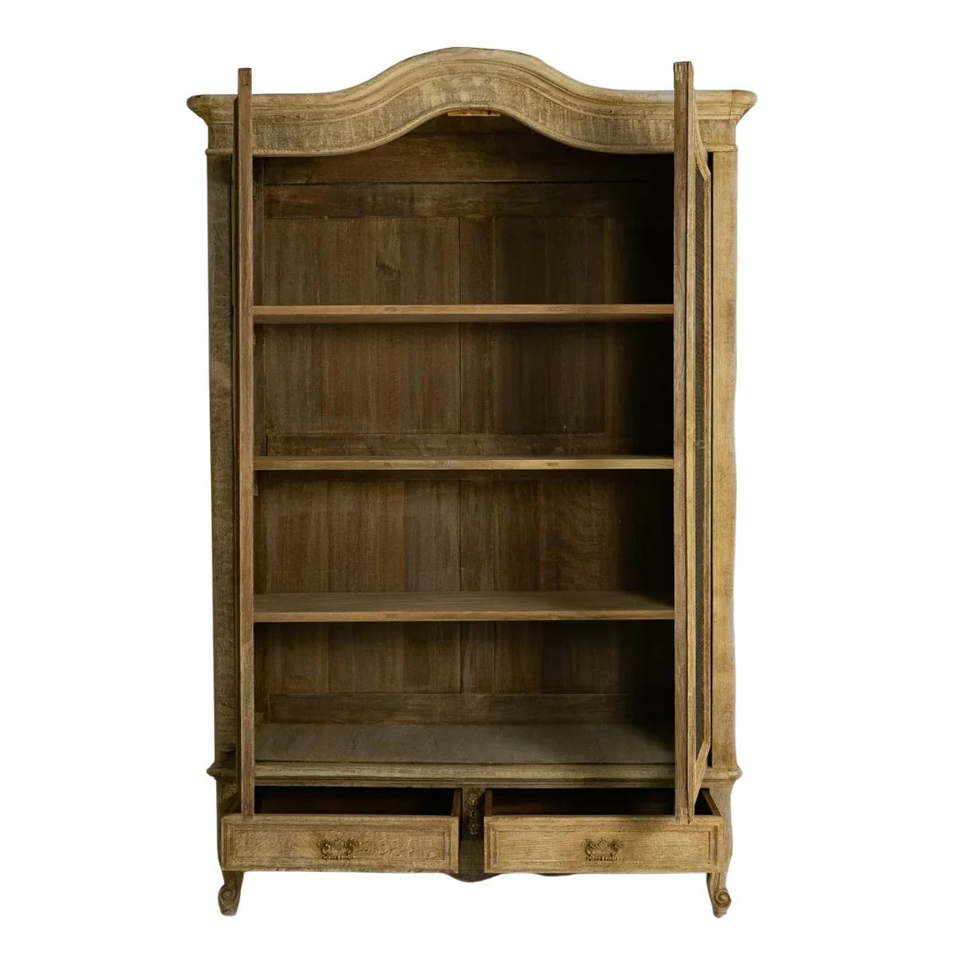Vitrine française en chêne d'époque avec porte grillagée, vers 1900