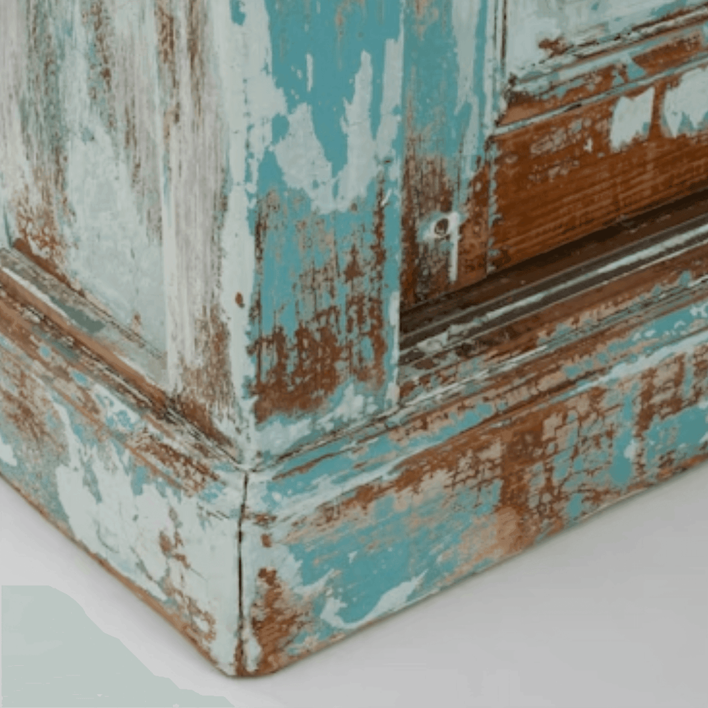 Bahut Aqua Bleu Style Campagne Française, Vers 1850