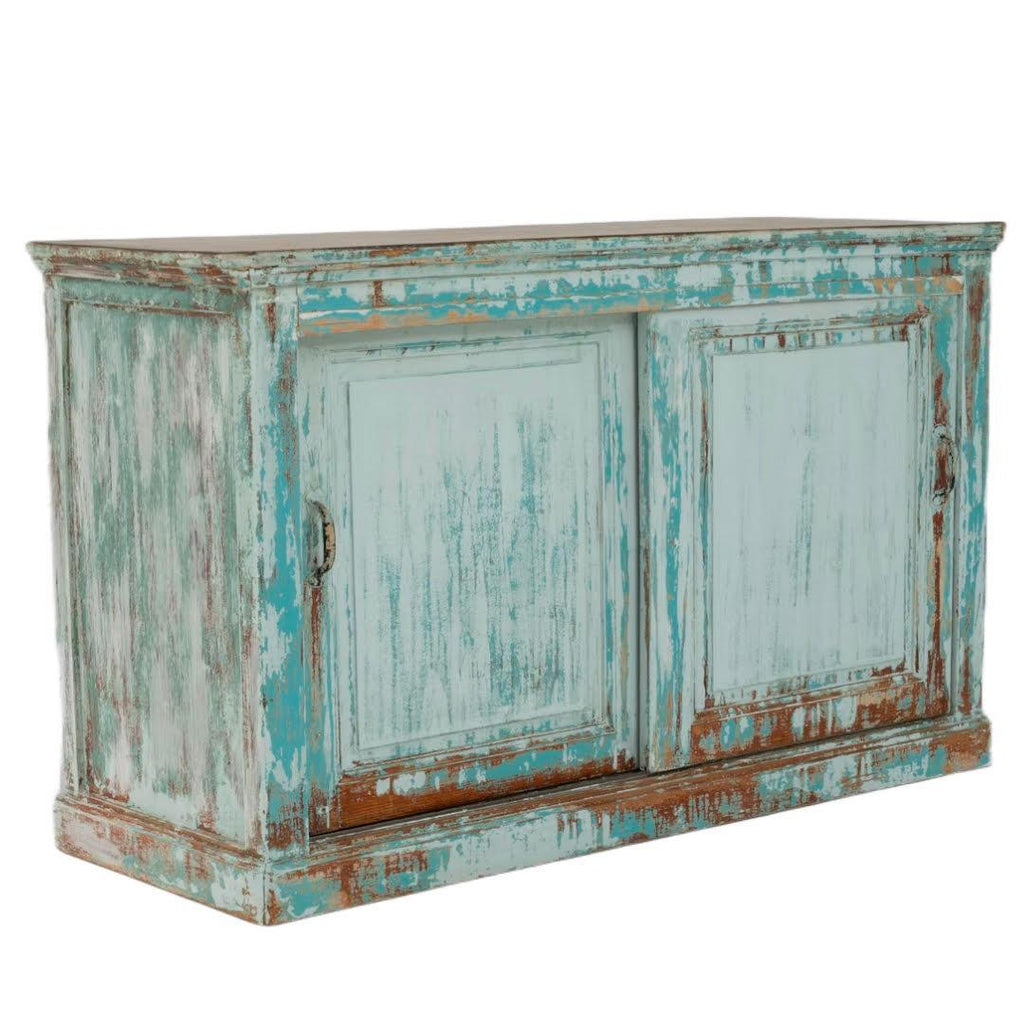 Bahut Aqua Bleu Style Campagne Française, Vers 1850